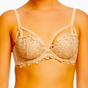 Dita Von Teese Dahlia Balconette Bralette 34E Creme Cara nude
